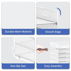 7 Tier Paper Organizer - Mesh Desktop File Holder with Handles for Office School Desk, Black (White) - color: White