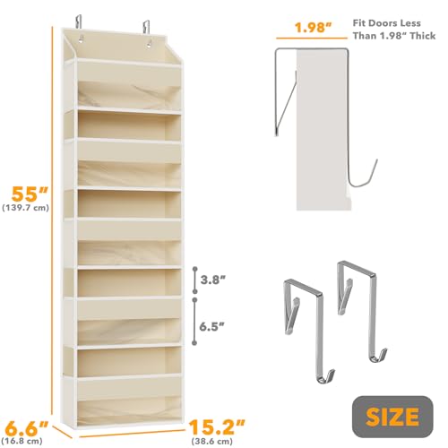 SpaceAid 1 Pack Over The Door Organizer with 5 Large Pockets and 10 Mesh Side Pockets, 5 Layers Door Organizer Hanging with Clear Window for Bedroom, Bathroom, Pantry and Nursery, Beige - color: Beige, size: 1 Pack