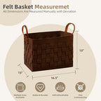 boldmonkey Laundry Basket 16.5 " x13 x13 , Large Rectangular Felt Fabric Blanket Basket with Leather Handle, Dirt Clothes Laundry Hamper for Babies, Dogs and Living Room-Brown - color: Wood Brown