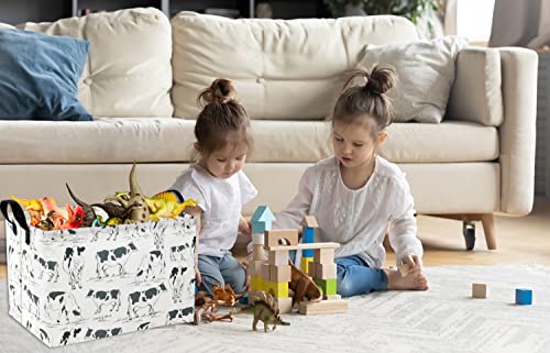 HIYAGON Cow Print Storage Bin - Kids Gift Basket, Rectangular Room Decor for Home, Books - color: Cow Basket