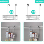 HapiRm Hanging Shower Caddy Organizer - No Drilling Shower Organizer with Hooks, Rustproof & Waterproof 304 Stainless Steel Bathroom Shelves - Silver (1 Basket) - color: Silver- 1 Basket
