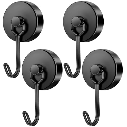 FINDMAG 110lbs+ Heavy Duty Magnetic Hooks, 4 Pack Magnet Hooks for Cabin, Fridge, Kitchen, Cruise Ship Walls, Strong Metal Magnet Holders for Cruise Ship Essentials, Black - color: Black, size: 4Pack 100Lbs+