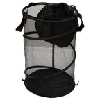 2PCS Large Collapsible Round Popup Laundry Hamper with Lid,Foldable Mesh Hamper with Reinforced Handles and Solid Bottom,White and Black Laundry Basket