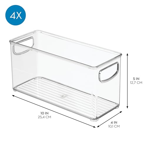 iDesign Slim Clear Plastic Stackable Storage Bin, Tall Narrow Organizer for Kitchen or Pantry, 4-Pack - style: Pack of 4