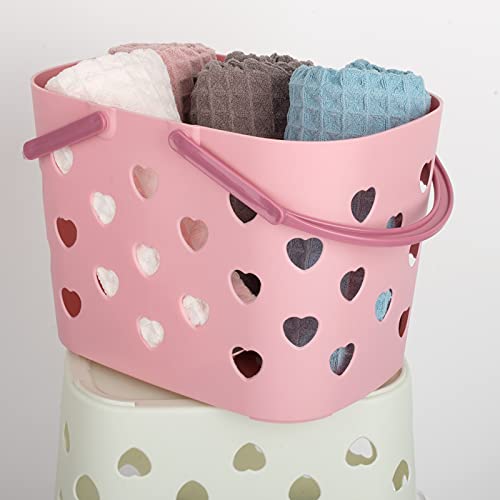 Anyoifax Portable Shower Caddy Tote Plastic Storage Basket with Handle Box Organizer Bin for Bathroom, College Dorm, Pantry, Kitchen, 2 Pack, Pink - color: Pink, size: 2 Pack