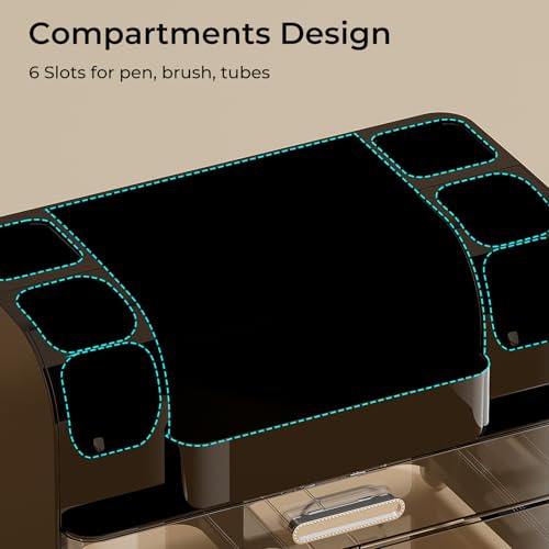 Makeup Organizer for Vanity with 2 Large Drawers, Cosmetic Display Case with Brush Holders, Easy to Storage for Bathroom Countertop Skincare, Perfume, Black - color: Black
