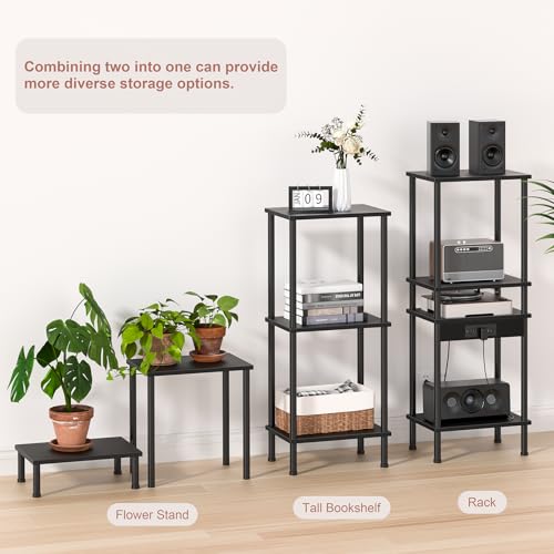 YUFAM End Table with Charging Station,Small Side Table,2-Tier Nightstand with Storage Shelf,Sofa Bedside Table for Small Spaces in Living Room,Bedroom,Office,Easy Assembly,Black - color: Black, style: 2pcs With Plug