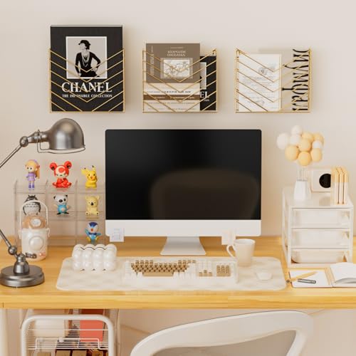 CROISSANT Black Wall Mounted File Organizer,Metal Magazine Basket, Concave Wall Mounted Magazine Rack, Suitable for Hanging File Folders for Office Living Room (Golden, 1 Pack) - color: Golden, size: 1 Pack