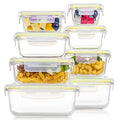 Vtopmart 8 Pack Glass Food Storage Containers with Airtight Lids, Glass Meal Prep Containers, Lunch Office Meal for Microwave, Oven, Freezer and Dishwasher, BPA Free - color: Yellow