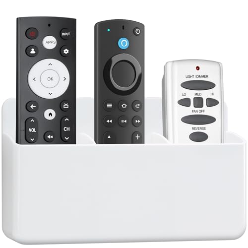 3 Slot Adjustable Remote Control Holder Wall Mount, TV Remote Holder, Self Adhesive Controller Holder, Wall Pen Holder Storage Accessories for Home Office School (White 1Pack) - color: White&1pcs