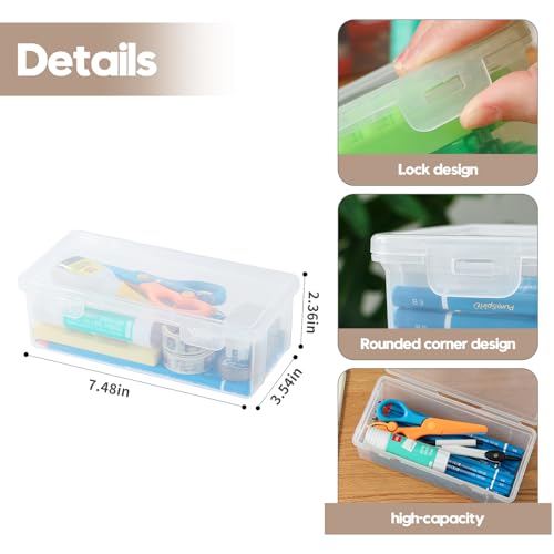 Clear Translucent Pencil Cases and Pencil Boxes, 8-Pack Stackable Plastic Pencil Box with Snap Lid – Large Marker Organizer for Art Supplies and Desk Organization – Rectangular Large - size: Clear Rectangular Large - 8 Pack