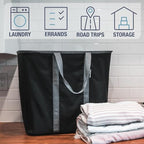 CleverMade Collapsible Laundry Caddy – Foldable Laundry Hamper & Tote, XXL 64L Pop-Up Laundry Basket with Handles, Space-Saving Laundry Organizer for Home, Dorm, Closet & Travel, 2 Pack - Black Gray - color: Black Gray