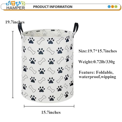 NTAOHAMPER Kids Laundry Hamper, Waterproof Storage Bin, Baby Boy Nursery Hamper with Paw Design, Clothes Organizer, Toys Bin, Room Decor - color: Paw