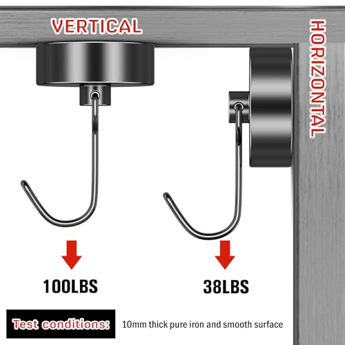 FINDMAG 100lbs+ Magnetic Hooks Heavy Duty, Extra Strong Magnetic Hooks for Cruise Cabins, Large Magnet Hooks for Refrigerator, Magnetic Hanger for Garage, Kitchen, Garden, Locker Accessories, 6 Pack - color: Black, size: 6Pack 100Lbs+