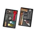 madesmart Two-Piece Drawer Organizer, 12-Compartment Drawer Storage for Utensils, Tools & Household Essentials, Durable Non-Slip Design, Carbon - size: 6-Compartment Set
