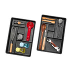 madesmart Two-Piece Drawer Organizer, 12-Compartment Drawer Storage for Utensils, Tools & Household Essentials, Durable Non-Slip Design, Carbon - size: 6-Compartment Set