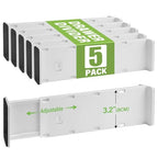 5 Pack Drawer Dividers 3.2" High Slim Organizers Expandable 10.8-17.9" Adjustable Separators for Shallow Drawers Kitchen Utensils Baby Clothes Underwear Storage-White - size: Short