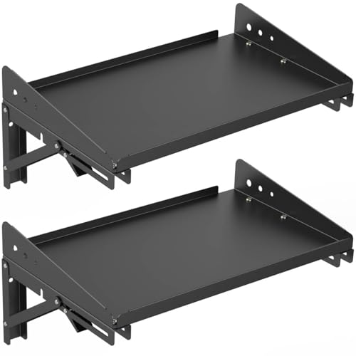 ULIBERMAGNET Garage Folding Storage Rack Shelves,200LB Metal Wall Mounted Adjustable Rail Shelf for Garage,Power Tools,Toolbox,Storage Shelves with Lip for Workshop Kitchen Office (2 Pack) - style: 200LB Folding Storage Rack Shelves