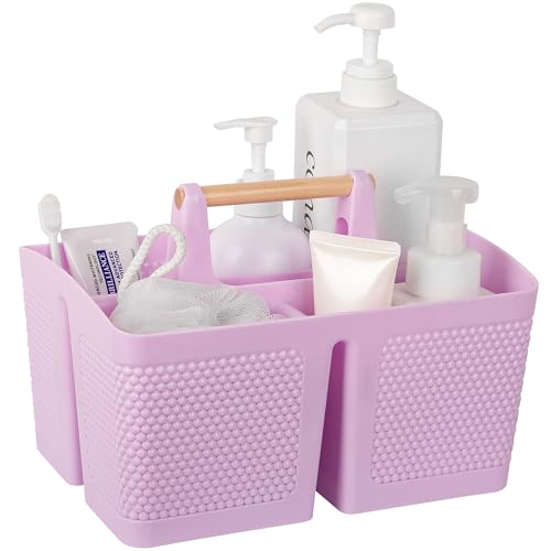 rejomiik Portable Shower Caddy Basket Plastic Cleaning Caddy Organizer Storage Tote with Handle for Bathroom, College, Dorm Room Essentials, Light Purple - color: Light Purple