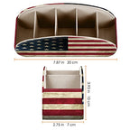 FINTIE Remote Control Holder, 5 Compartments Vegan Leather TV Remoter Caddy Desktop Organizer Makeup Brush Holder Storage Fits TV Remotes, Media Controllers, Office Supplies(US Flag) - color: US Flag