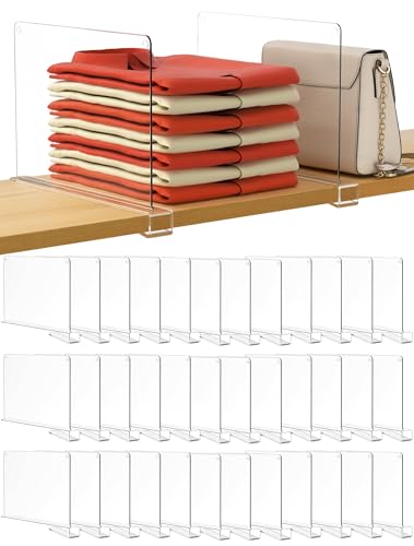 HBlife 36 Pack Clear Shelf Dividers, Vertical Purse Organizer for Closet Perfect for Sweater, Shirts, Handbags in Bedroom and Kitchen, Adjustable Acrylic Bookshelf for Organization - color: Clear, size: 36 PCS