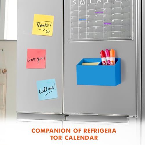 BEYGORM Magnetic Dry Erase Marker Holder for Whiteboard,Non-slip Acrylic Magnet Pen Holder for Fridge Refrigerator,Locker Organizer for Work,Locker Accessories,Pencil Cup for Desk(Blue) - color: Blue
