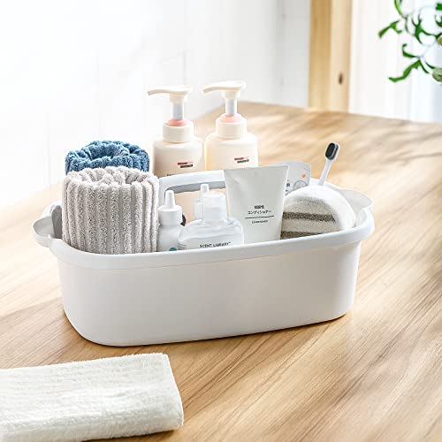 Goderewild Multi-Purpose Plastic Cleaning Caddy with Handle, Shower Caddy Organizer/Storage Basket/Totes Portable for Bathroom Supplies, Cleaning Products, Under Sink Tool, Housekeepers (White) - color: White, size: 1 Pack