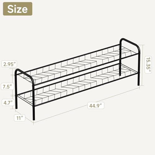 Shoe Rack,Long Shoe Organizer for Closet,Wide Shoe Storage for Entryway, 2 Tier Sturdy Metal Free Standing Shoe Shelf - size: 2-tier-long