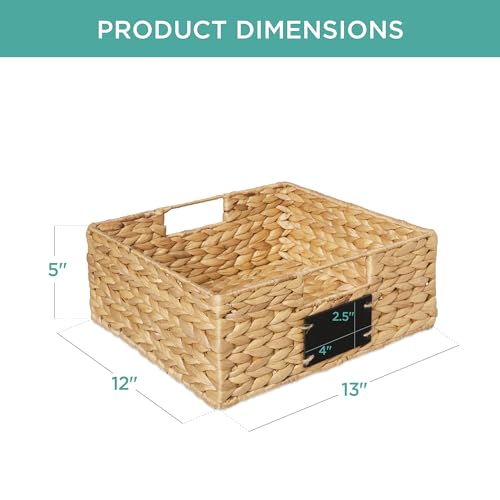 Best Choice Products Set of 4 13x12in Water Hyacinth Pantry Baskets, Woven Organizers w/Chalkboard Label, Chalk Marker - Natural - color: Natural, size: 13x12x5in