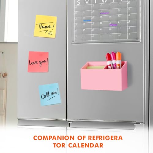 BEYGORM Magnetic Dry Erase Marker Holder for Whiteboard,Non-slip Acrylic Magnet Pen Holder for Fridge Refrigerator,Locker Organizer for Work,Locker Accessories,Pencil Cup for Desk(Pink) - color: Pink