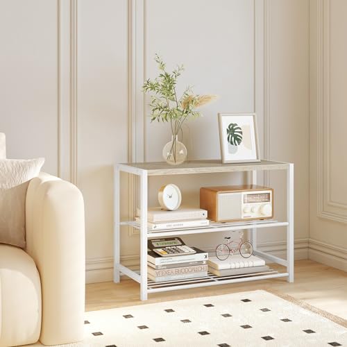 Yusong Shoe Rack Organizer, 3 Tier Industrial Shoe Storage Shelf for Closet Entryway, Narrow Sturdy Metal Shoe Shelves, White - color: White, size: 3 Tier