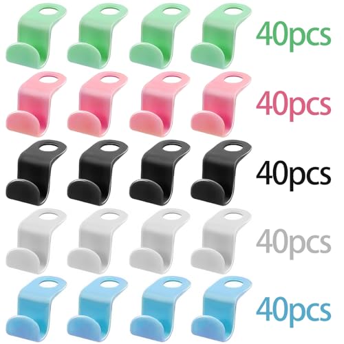 200 Pcs Hanger Hooks,Clothes Hanger Connector Hooks,Space Saving Hanger Hooks,Plastic Connectors Hooks for Clothes,Cascading Hanger Extenders for Closet Organizers,5 Colors