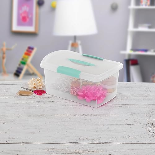 Sterilite 6 Pack Stackable Storage Bin with Latch Lid, Medium Nesting ShowOffs, Clear - size: Medium, style: 6 Pack