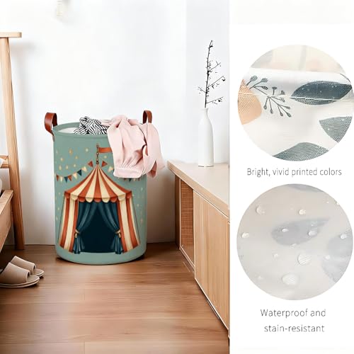 Funky Laundry Basket Circus Tent Collapsible Laundry Baskets Oxford Cloth Red Storage Bin Colorful Laundry Hamper Kids Room Spring Decor 15.75x15.75x19.7" - color: Colorful580