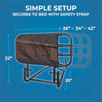 Stander EZ Adjust Bed Rail, Adjustable Senior Bedrail and Safety Assist Railing for Elderly Adults with Organizer Pouch, ASTM Safety Approved Guard-Rail, Black