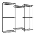 SONGMICS Heavy-Duty Clothes Rack, Garment Rack, Portable Closet, 68.7-Inch Wide Clothing Rack with Adjustable Mesh Shelves and Hanging Rails, Ink Black ULGR433B01 - color: Ink Black, size: 68.7"L x 76"H, style: Without Fabric Cover