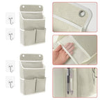 Wall Hanging Storage Bag, 2Pcs 5 Pocket Hanging Storage Bag Bedside Caddy Organizer for Bed for Bunk Bed Dorm Room Hospital, Holds Phone Glasses Book Remote, Fits Bed Rail Headboard, Grey