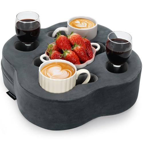 Couch Cup Holder | Sofa Cup Holder Pillow Drink Tray Organizer for Drinks, Remotes, Phones, Snacks (Grey, 12 * 12 * 3.7 Inch) - color: Grey, size: 12*12*3.7 Inch