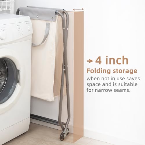 STORAGE MANIAC Collapsible Laundry Hamper with Wheels, Rolling Laundry Basket, Heavy Duty Cloth Sorter with Removable Bag, Folding X Frame Clothes Organizer Cart for Easy to Store, 1 Section - size: 1 Section