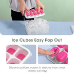 DOQAUS Ice Cube Tray with Lid and Bin - 4 Pack Silicone Ice Cube Trays for Freezer, Stackable Ice Bucket Kits with Storage Container & Scoop for Kitchen, RV, Cocktail, Coffee - color: Light Pink