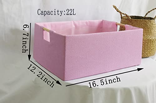 Storage Bin for Shelves Rectangle Closet Baskets Foldable Box with Handles Pink Shelf Baskets Toy Boxes for Home Office Car Dormroom - color: Pink-2pack