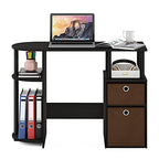 FURINNO Jaya Computer Study Desk with Bin, Brown - color: Espresso
