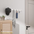 Coat Hook Wall Rack Hanger - White Coat Rack with 6 Hooks Wall Hooks for Hanging Hat Key Bag Towel Wall Mount Coat Holder - color: White, size: Rectangle 6 Hooks 1 Pack