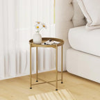 Garden 4 you Small Side Table, Gold Mini Round End Table, Tray Table with Metal Frame, Modern Nightstand for Living Room, Bedroom, Patio, Small Space, 1PCS - color: Gold, size: 1 PCS