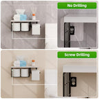 VITVITI Toilet Paper Holder with Shelf, Wall Mounted Toilet Paper Storage Basket, Wood Metal Toilet Roll and Wipes Holder for Bathroom Farmhouse (White) - color: White
