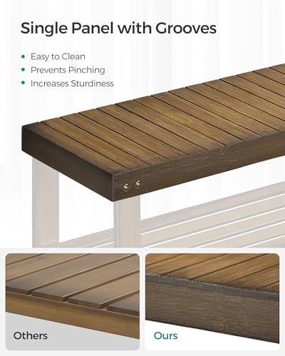 SONGMICS Shoe Rack Bench, 3-Tier Bamboo Shoe Storage Organizer, Entryway Bench, Holds Up to 286 lb, 11.3 x 27.6 x 17.8 Inches, for Entryway Bathroom Bedroom, Yellow Brown ULBS04WL - color: Yellow Brown, size: 27.6"W