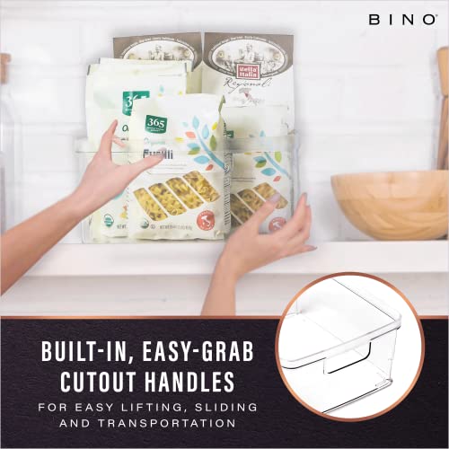 BINO | Plastic Storage Bins, Medium - 2 Pack | THE LUCID COLLECTION | Multi-Use Built-In Handles | BPA-Free | Clear Storage Containers | Fridge Organizer | Pantry & Home Organization - size: 2PK - MEDIUM