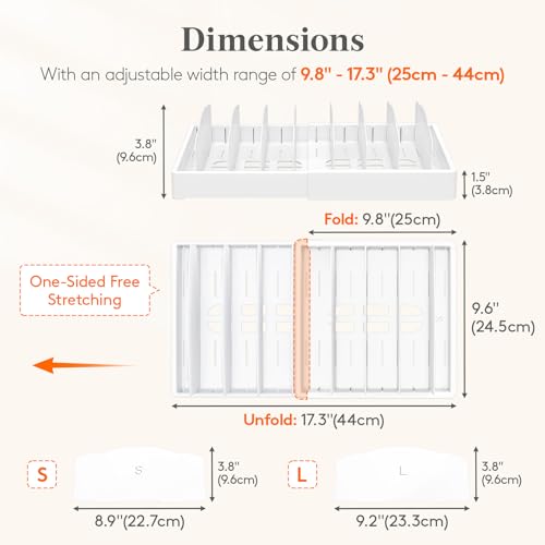 Lifewit Kitchen Cabinet Organizer for Food Contanier Lid, Expandable Lids Holder with 8 Adjustable Dividers & 9 Sections for Pantry Organizers and Storage, Home Drawer Organization, Large, 9.8"-17" - size: Large(9.8-17.3" x 9.6")