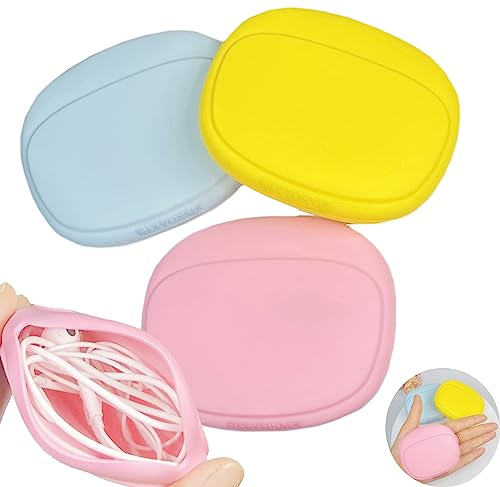 Silicone Headphone Organizer - Data Cable Storage Case - Mini Key Box - Portable Wired Headset Storage Bag (Yellow-Pink-Blue-3PCS) - color: Yellow-Pink-Blue