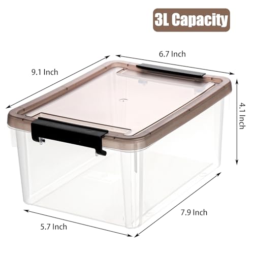 Nicunom 8 Packs Small Storage Bins with Lids, 3.2 QT Clear Storage Latch Box Plastic Storage Bins Stackable Storage Containers for Organizing
